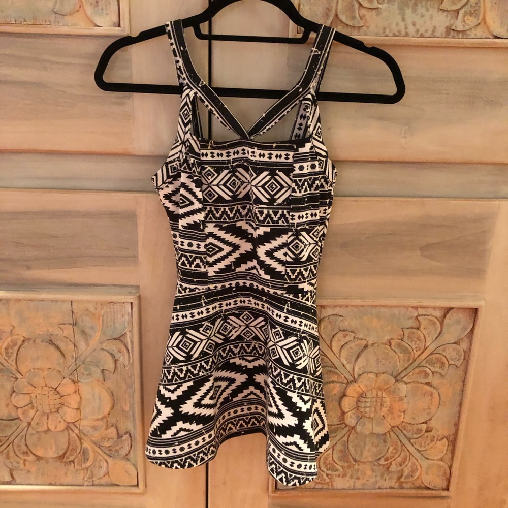 Love Culture Black White Tribal Pattern Dress